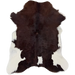 Dark brown and White Calfskin: dark brown with white spots on the belly, butt and hind shanks, and longer hair on the belly - 3'2" x 2'6" (CALF900)