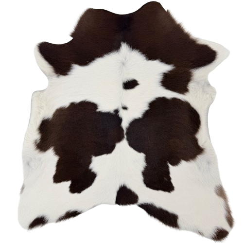 White and Dark Brown Calfskin: white with small and large dark brown spots - 2'10" x 2'5" (CALF905)