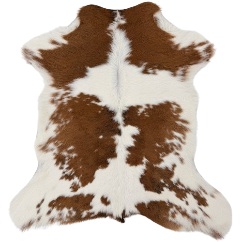 Brown and White Calfskin: white with large and small, brown spots - 2'11' x 2'6' (CALF909)
