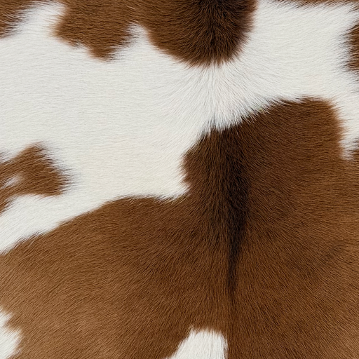 Closeup of this Calfskin, showing white with brown spots (CALF913)