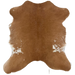 Brown and White Calfskin: brown with a few white speckles and small white spots, and longer hair on the belly - 3'2" x 2'8"  (CALF915)