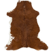 Reddish Brown and White Calfskin: mostly solid reddish brown with a few small white speckles down the middle of the shoulder, and small white spots on the belly and shanks - 3'2" x 2'1"  (CALF919)