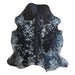 Black Salt and Pepper cowhide rug, 7' x 6'4", shown on white background (CH-003)