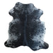 Black Salt and Pepper cowhide rug, 7'3" x 6'7", shown on white background (CH-004)