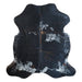 Tricolor cowhide rug, 6'5" x 5'11", shown on white background (CH-017)