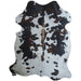 Tricolor cowhide rug, 7'10" x 6'3", shown on white background (CH-023)