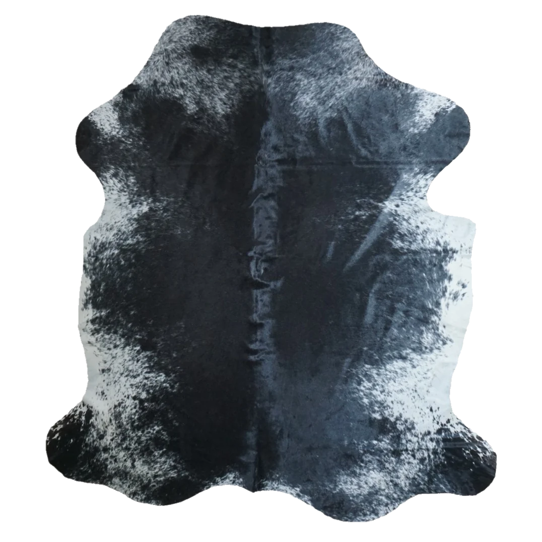 Black Salt and Pepper X-Large Cowhide Rug, 7'5" x 6'7" #CH-025