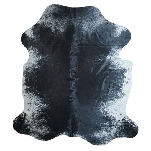 Black Salt and Pepper cowhide rug, 7'5" x 6'7", shown on white background (CH-025)