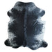 Black Salt and Pepper cowhide rug, 7'5" x 6'7", shown on white background (CH-025)
