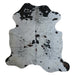 Tricolor cowhide rug, 6'11" x 6'7", shown on white background (CH-029)
