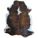 Tricolor cowhide rug, 7'10" x 6'5", shown on white background (CH-036)