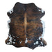 Tricolor cowhide rug, 6'9" x 6', shown on white background (CH-037)