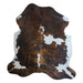 Tricolor cowhide rug, 6'9" x 6'1", shown on white background (CH-042)