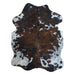 Tricolor cowhide rug, 6'11" x 5'2", shown on white background (CH-050)