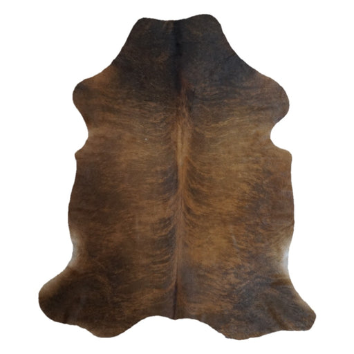 Brindle cowhide rug, 7'4" x 6'3", shown on white background (CH-055)