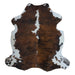 Tricolor cowhide rug, 6'8" x 6'5", shown on white background (CH-061)