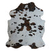 Tricolor cowhide rug, 7'1" x 6'1", shown on white background (CH-062)