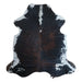 Tricolor cowhide rug, 6'11" x 6'5", shown on white background (CH-070)