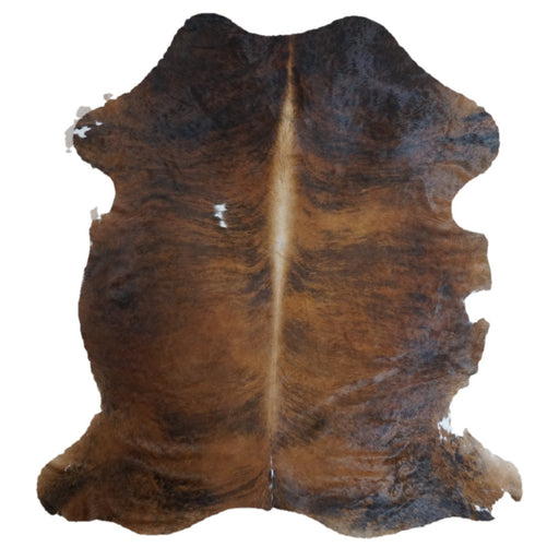 Brindle cowhide rug, 7'11" x 7'4", shown on white background (CH-076)