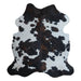 Tricolor cowhide rug, 7'1" x 6'4", shown on white background (CH-079)