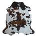 Tricolor cowhide rug, 6'9" x 6'5", shown on white background (CH-083)