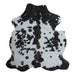 Tricolor cowhide rug, 6'3" x 5'11", shown on white background (CH-088)
