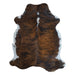 Tricolor cowhide rug, 6'11" x 5'9", shown on white background (CH-091)
