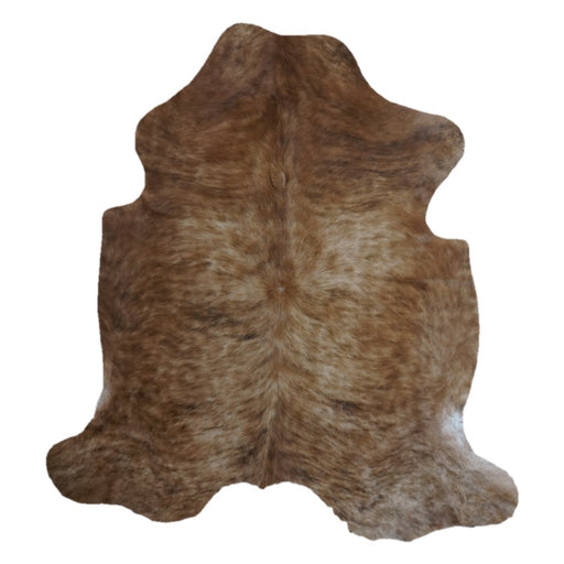Brindle cowhide rug, 7'1" x 6'7", shown on white background (CH-100)