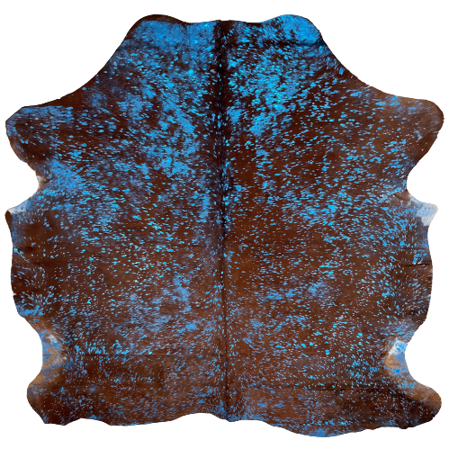 Dark Brown Colombian Cowhide w/ Blue Acid Wash - 6' x 5' (COAW392)