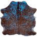Dark Brown Colombian Cowhide w/ Blue Acid Wash - 6' x 5' (COAW392)