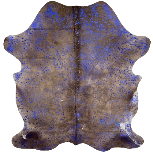 Gray Colombian Cowhide with Royal Blue Acid Wash - 7'1" x 5'5" (COAW423)