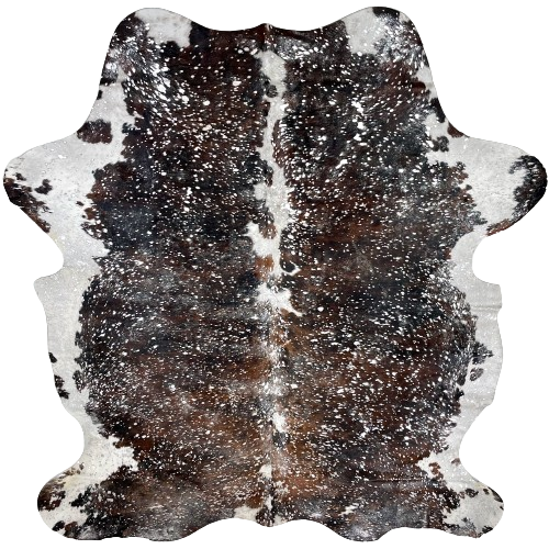 Colombian Tricolor Cowhide w/ Silver Acid Wash:  tricolor cowhide that has been treated with a silver, metallic acid wash - 7'4" x 5'9" (COAW431)