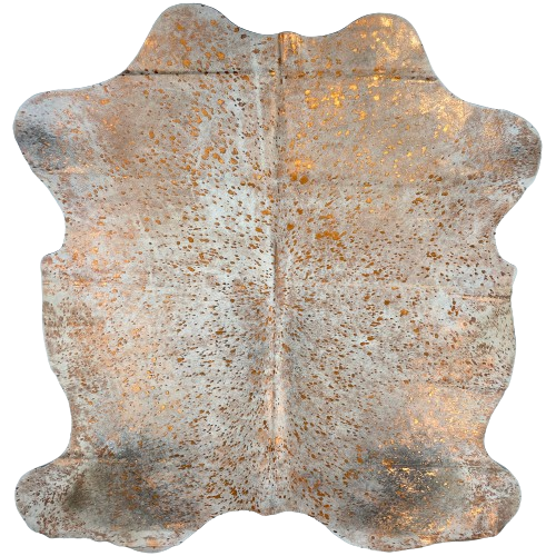 White and Black Speckled Colombian Cowhide w/ Orange Acid Wash - 6'5" x 5'3" (COAW437)