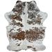 Tricolor Colombian Cowhide with Silver Acid Wash:  white with brown and black spots, and it has been treated with a silver, metallic acid wash - 7' x 4'11" (COAW447)