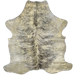 White & Black Colombian Brindle Cowhide w/ Gold Acid Wash: white with black, brindle markings, and it has been treated with a gold, metallic acid wash - 6'5" x 4'8" (COAW453)