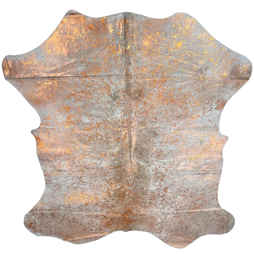 Off-White and Light Brown Colombian Cowhide with an Orange Acid Wash - 6'7" x 4'11" (COAW470)