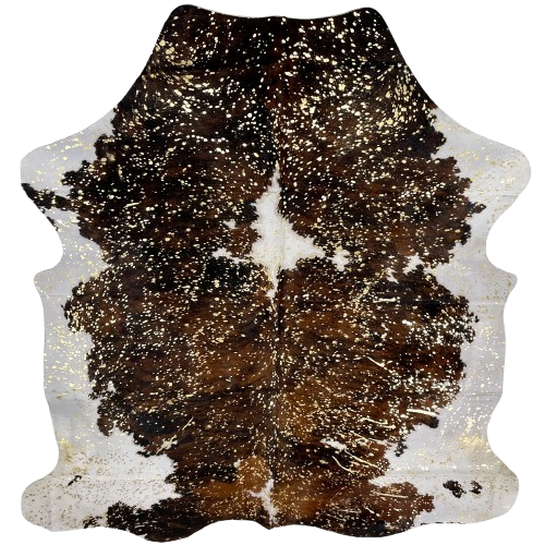 Colombian Tricolor Cowhide with metallic Gold Acid Wash - 6'5" x 5'1" (COAW502)