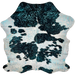 Black and White Colombian Cowhide with a metallic Turquoise Acid Wash - 6'11" x 5'9" (COAW504)