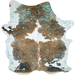 Large Brown and White Colombian Cowhide w/ Turquoise Acid Wash - 7'11" x 5'11" (COAW517)