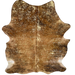 Large Brown and Black Colombian Brindle Cowhide w/ Gold Acid Wash - 7'6" x 5'9" (COAW518)