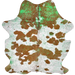 Large Brown and White Colombian Cowhide w/ Green Acid Wash - 7'6" x 5'8" (COAW521)