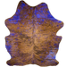 Large Brown and Black Colombian Brindle Cowhide w/ Blue Acid Wash - 7'8" x 5'9" (COAW522)