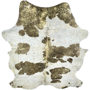 Large Brown and White Colombian Cowhide w/ Gold Acid Wash - 7'8" x 6' (COAW523)