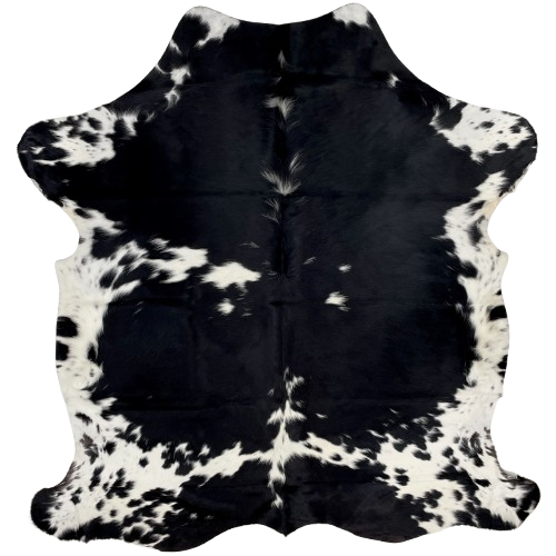 Black and White Colombian Cowhide: white with large and small, black spots, and some black speckles - 6'8" x 5'3" (COBKW272)