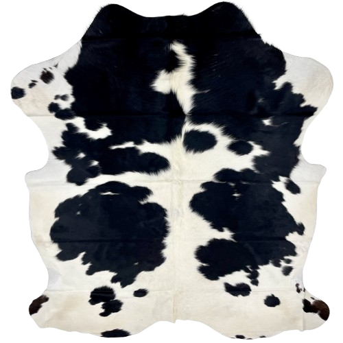 Black and White Colombian Cowhide: white with large and small, black spots - 7' x 5'7" (COBKW276)