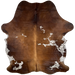 Brown and White Colombian Cowhide:  brown with white spots that have brown speckles - 7'5" x 5'8" (COBNW327)