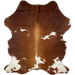 Colombian Brown and White Cowhide: brown with white spots, and it has light brown down the spine - 6' x 4'7" (COBNW346)