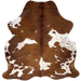 Colombian Brown and White Speckled Cowhide: brown with white spots that have brown speckles - 6'3" x 5'4" (COBNW350)