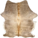 Large Taupe, Lt Beige, White Colombian Cowhide: light beige down the middle, taupe on the sides, butt, shanks, and shoulder, reddish brown down the spine, and white on the belly- 7'10" x 5'11" (COBNW356)