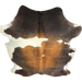 Large Brown and White Colombian Cowhide: has red brown, dark brown, and white spots - 7'8" x 6'3" (COBNW387)